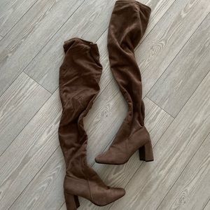 Brown Suede Knee High Boots